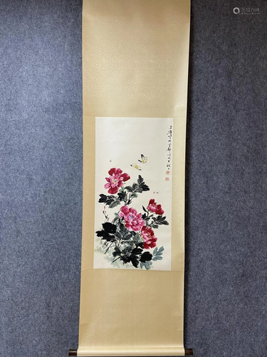 A Chinese Ink Painting Hanging Scroll By Wang Xuetao