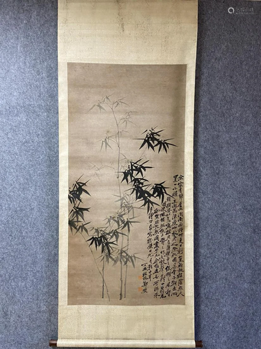 A Chinese Ink Painting Hanging Scroll By Zheng Banqiao