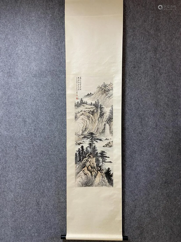 A Chinese Ink Painting Hanging Scroll By Huang Junbi