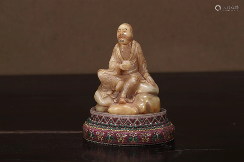 A Soapstone Figure Of Arhat