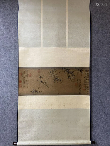 A Chinese Ink Painting Hanging Scroll By Ni Zan