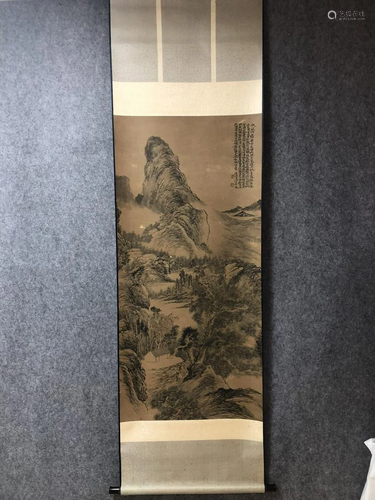 A Chinese Ink Painting Hanging Scroll By Shi Tao