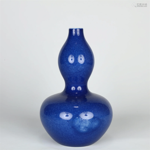 A Sacrificial-Blue Glazed Gourd-Shaped Vase