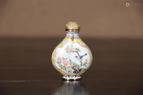 A Cloisonne 'Flower& Bird' Snuff Bottle