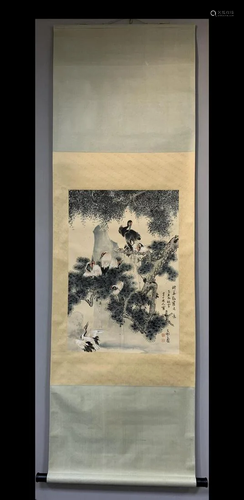 A Chinese Ink Painting Hanging Scroll By Chen Banding