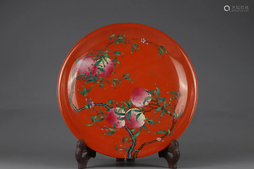 A Coral-Red 'Longevity Peach' Dish