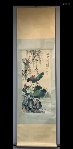 A Chinese Ink Painting Hanging Scroll By Zhang Dazhuang