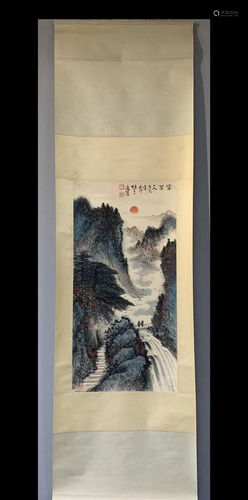 A Chinese Ink Painting Hanging Scroll By Li Xiongcai