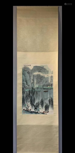 A Chinese Ink Painting Hanging Scroll By Bai Xueshi