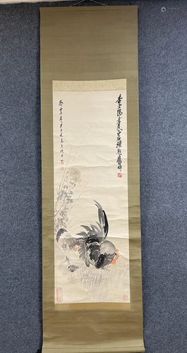 A Chinese Ink Painting Hanging Scroll By Qi Baishi