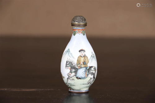 A Cloisonne 'Hunting' Snuff Bottle