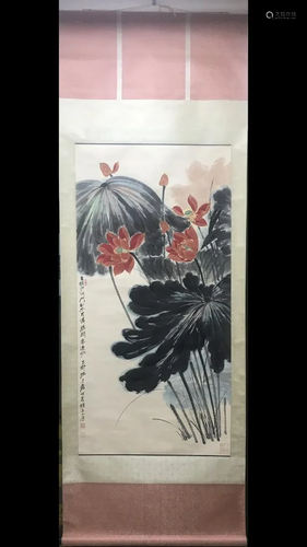 A Chinese Ink Painting Hanging Scroll By Zhang Daqian