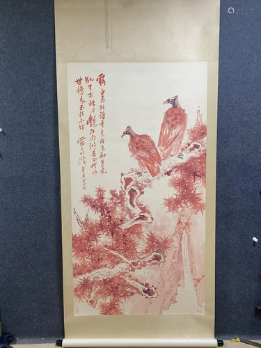 A Chinese Ink Painting Hanging Scroll By Pan Tianshou