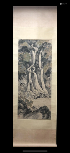 A Chinese Ink Painting Hanging Scroll By Wang Yuanqi