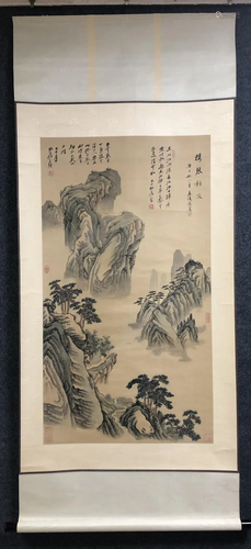 A Chinese Ink Painting Hanging Scroll By Zhang Daqian