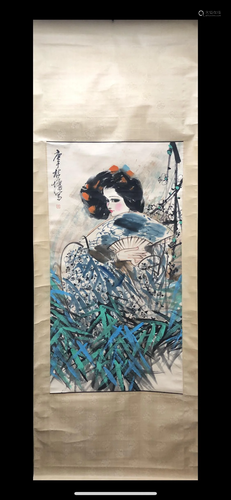 A Chinese Ink Painting Hanging Scroll By Lin Yong