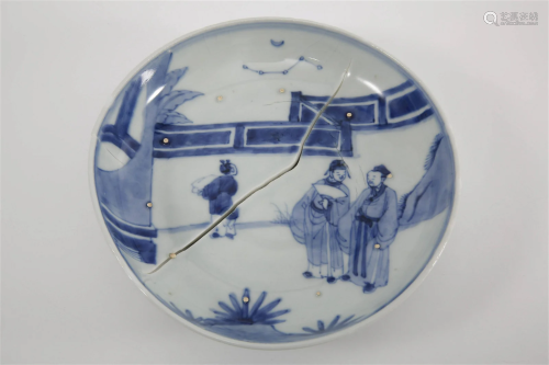 Blue-and-white Dish with Star Observation Design