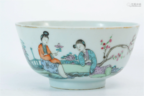 Wucai (Polychrome) Bowl with Beauties Design