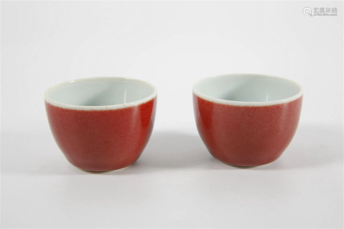 A Pair Red Glazed Cups