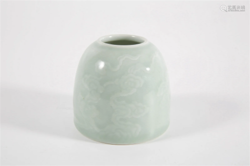 Chinese Shadow Blue Glazed Water Container with Cloud Design