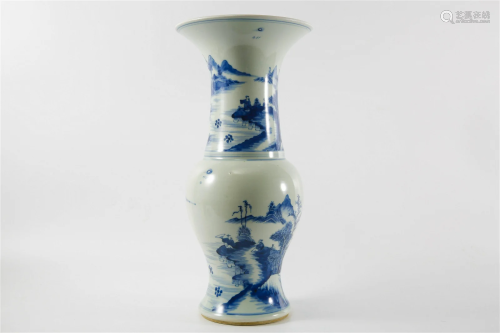 Blue-and-white ZUN-vase with Landscape and Figure Design