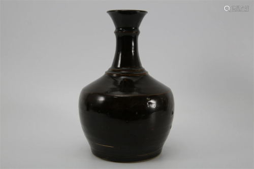 Black Glazed Bamboo Joint-shaped Vase