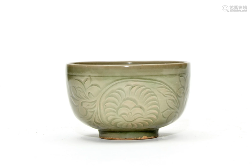 Yaozhou Kiln Celadon Glazed Carved Bowl