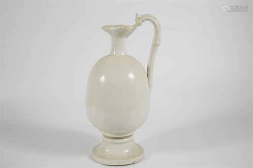 White Glazed Kettle with Floral Design