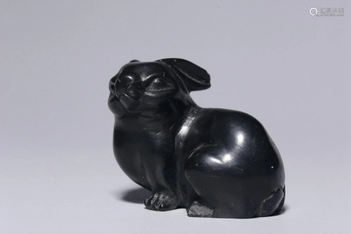 Black Stone Rabbit Decoration