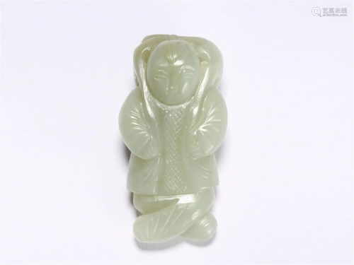 Gray Jade Boy Pendant