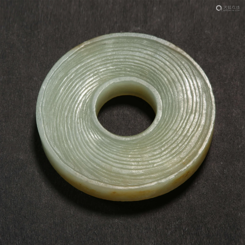 White Jade Bi with Twisted Grains Design