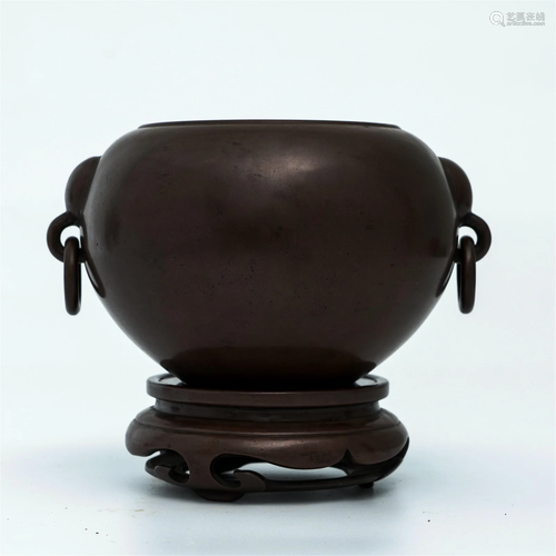 Bronze Censer with Double Ring-shaped Ears