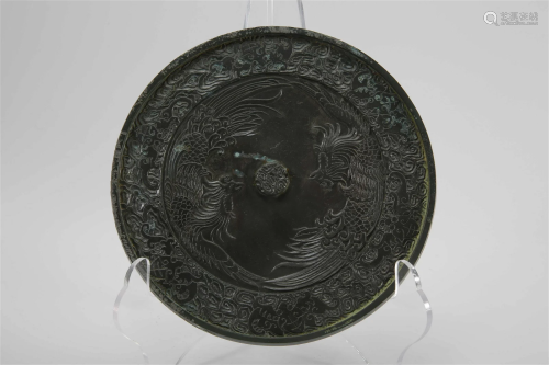 Bronze Mirror with Two Phoenixes Design