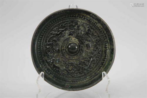 Bronze Mirror with Dragon Design