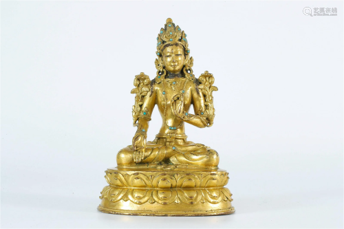 Gilt Bronze Statue of White Tara