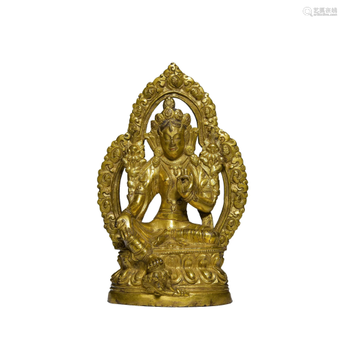 Gilt Bronze Statue of Green Tara