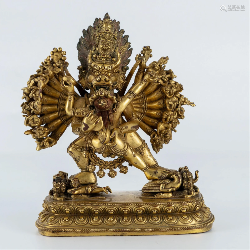 Gilt Bronze Standing Statue of Guhyasamaja