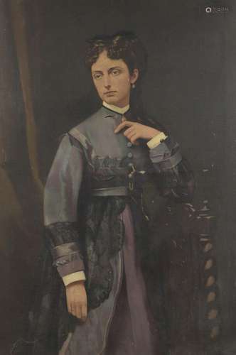 Victor FONTAINE (1837-1884). Jeune femme à la robe bleue. Hu...