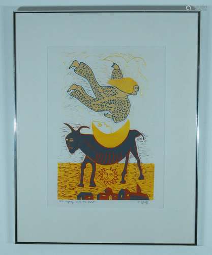 NAUL OJEDA ( Uruguay/USA,1939 –2002) WOODBLOCK PRINT "G...