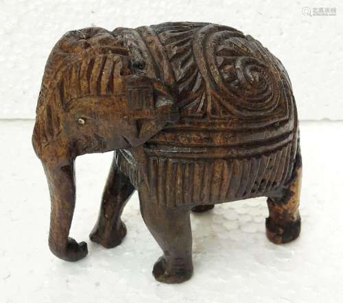 Wood Elephant Figure Old Hand Made carved Statue Home Decora...