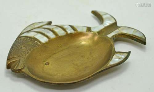 Antique Brass Fish Shaped Ash Tray Original Old Hand Crafted...