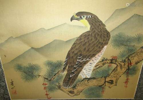 CHINESE VINTAGE ORIGINAL WATERCOLOR BIRD PAINTING SIGNED