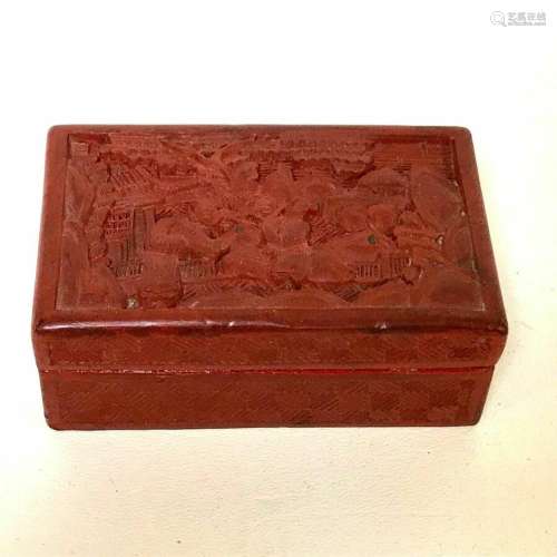 Small Republican Period Chinese Carved Cinnabar Box