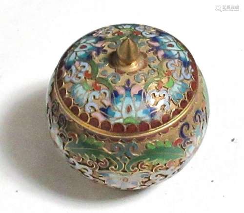 CHINESE CLOISONNE OPEN ENAMEL TRINKET JAR BOX