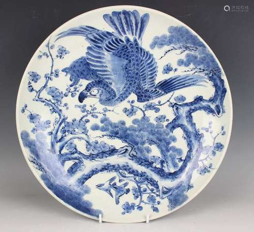 A Japanese blue and white porcelain circular charger, Meiji ...