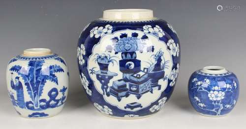 A Chinese blue and white porcelain ginger jar, mark of Kangx...