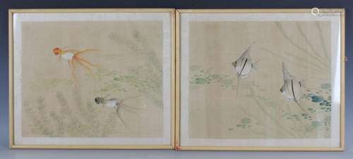 A pair of Chinese watercolours on silk, early 20th century, ...