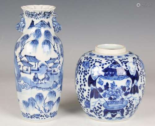 A Chinese blue and white porcelain vase, mark of Kangxi but ...