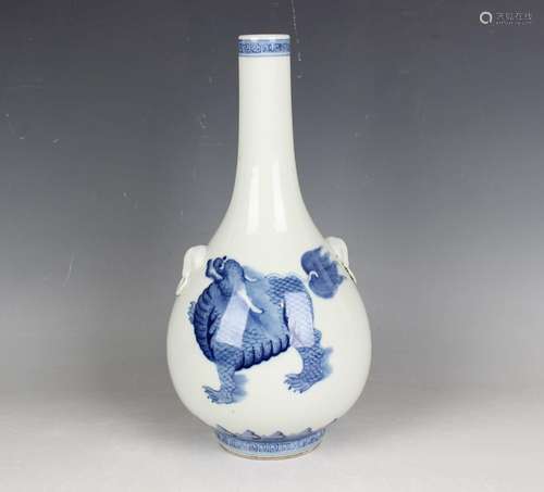 A Chinese blue and white porcelain bottle vase, mark of Kang...