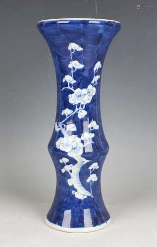 A Chinese blue and white porcelain beaker vase, mark of Kang...